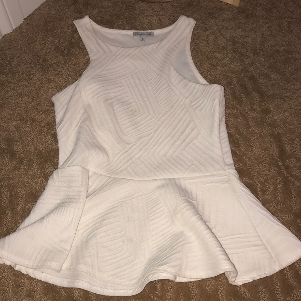 White textured peplum